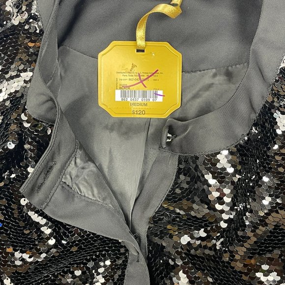 Ryegrass Thick Fish Scale Black Sequined Jacket Button Front Medium New with tag - Picture 6 of 9